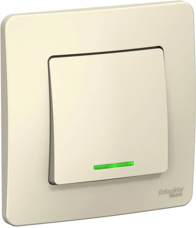 Выключатель встраиваемый одноклавишный с подсветкой (молочный) Systeme Electric Blanca BLNVS010612