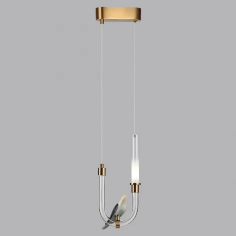 Подвесной светильник Odeon Light Lark 5431/2L золотой(под латунь)/белый градиент/беж./зеленый/ металл/стекло/керамика LED 2W 4000K (220V, на проводе, птички)