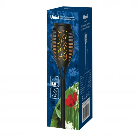 Садовый светильник на солнечной батарее "Маленький факел-1". 12 светодиодов. эффект пламени. 1*2/3ААА Ni-Mh аккумулятор в/к. IP44 Uniel USL-S-184/PM495 SMALL TORCH-1