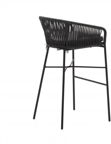 Веревочный барный стул Yanet черного цвета 80 см La Forma (ex Julia Grup) арт.114297