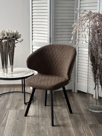 Стул ХИЛТОН 360 град., цвет B29 Шоколадный, велюр / черный каркас M-City 64645