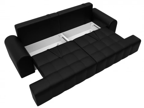Диван прямой Лига-080 (ДСП/Пластик/Экокожа/Черный) Лига Диванов 131122