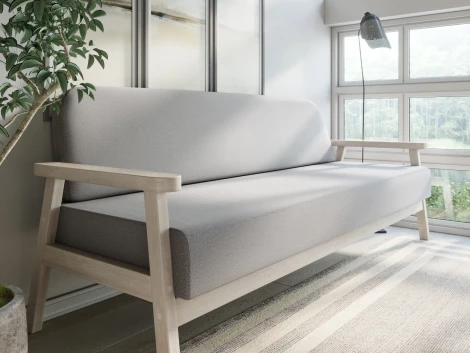 Диван Arsko прямой Флори Б беленый дуб велюр серый