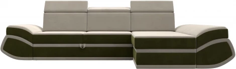 Диван угловой Лига-032 правый угол (Бежевый,Зеленый/Микровельвет) Лига Диванов арт.121649