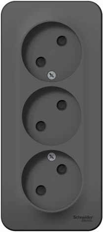 Розетка накладная тройная без заземления со шторками (антрацит) Systeme Electric Blanca BLNRA001316