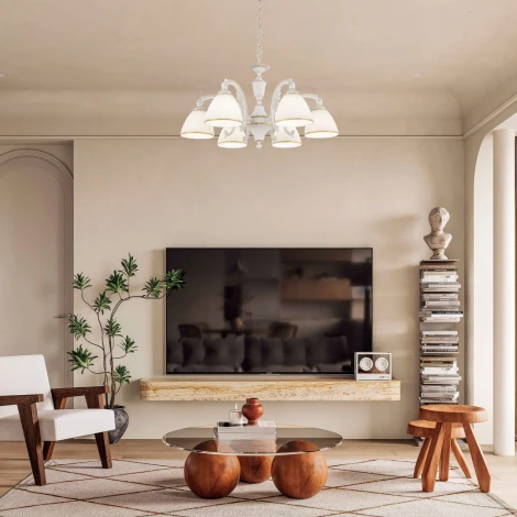 Подвесная люстра Arte Milano AM343837 347837/6 WT+G (220V, на цепи)