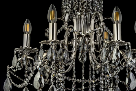 Подвесная люстра Dio D'Arte Alessandria Nickel E 1.1.6.601 N (220V, хрусталь, подвески, на цепи, подсвечник, свеча)