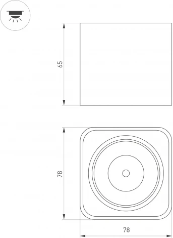 Светильник SP-DICE-S78x78-10W Day4000 (WH, 24 deg, 230V) (Arlight, IP54 Металл) 046634