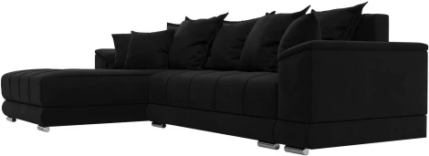 Диван угловой НордСтар левый угол (Черный/Микровельвет) Лига Диванов арт.121117L