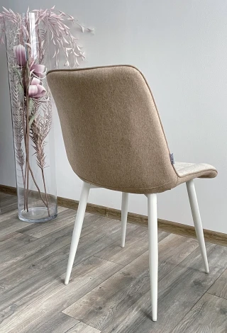 Стул CHIC VF-01/ VF-02 светло-бежевый/ бежевый, ткань/ белый каркас