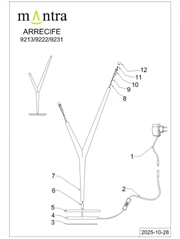 Настольная лампа Mantra Arrecife 9213