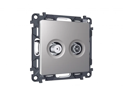 Комплект механизма ТВ-розетки+SAT встраиваемый (сталь матовый) Ambrella Volt QUANT MA513310