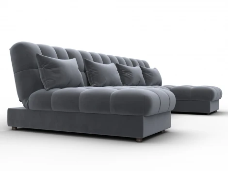 Диван П-образный Лига-116 НПБ (ДСП,ЛДСП,Велюр/Серый) Лига Диванов 137329