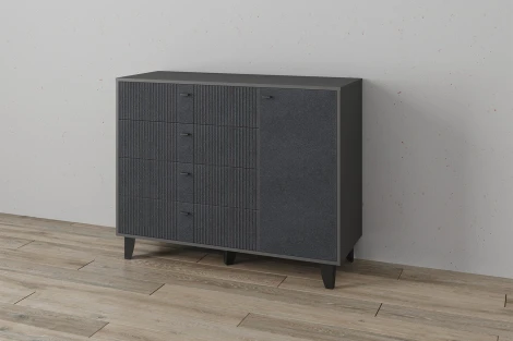 Комод ТЭКС Катрин-13, Графит, Гранит лофт