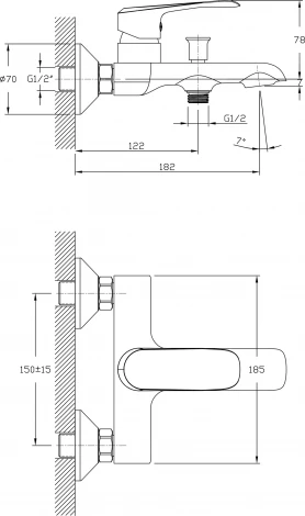 Смеситель Agger Glorious A1210000 для ванны с душем