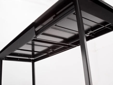 Стол CREMONA 140 HIGH GLOSS STATUARIO Белый мрамор глянцевый, керамика/ черный каркас