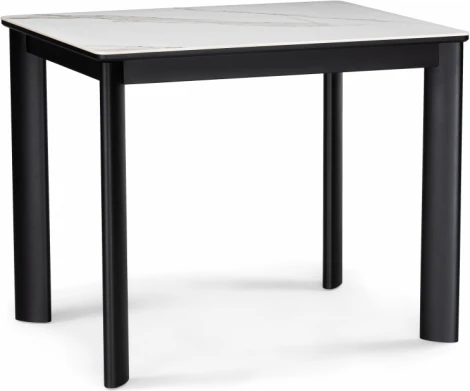 Кухонный стол Woodville Кина 90(130)х65х76 alpine white / черный (МДФ) арт.588064