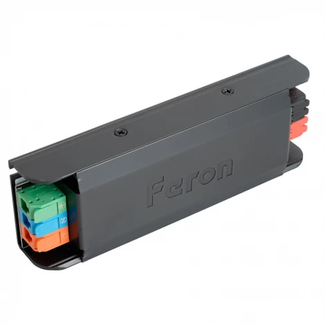 Трансформатор электронный для светодиодной ленты с плавным пуском и диммированием 100W 24V IP20 клипсы Feron LB004 52124