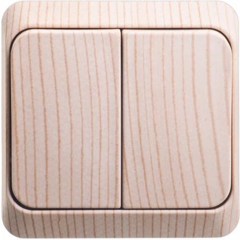 Выключатель накладной двухклавишный с подсветкой (сосна) Systeme Electric BA10-006D