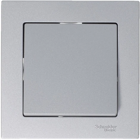 Выключатель встраиваемый одноклавишный (алюминий) Systeme Electric AtlasDesign ATN000311