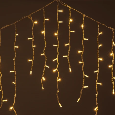 Гирлянда Бахрома 3,2 х 0,9 м желтая, 168 LED, белый провод каучук, IP65 Laitcom LL168-8-2Y