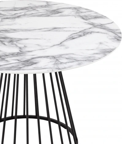Стол обеденный Stool Group Ливерпуль 110*110 белый мрамор черная ножка