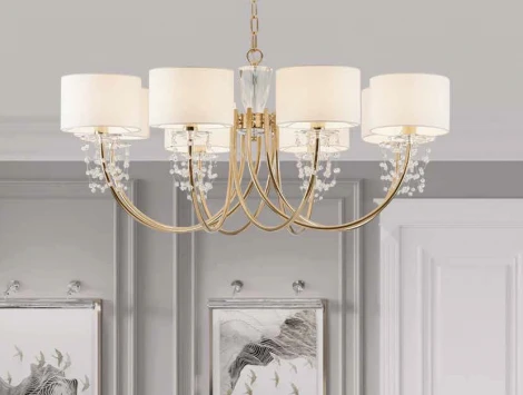 Подвесная люстра с хрустальными подвесками Newport 4360 4368/C new gold (220V)