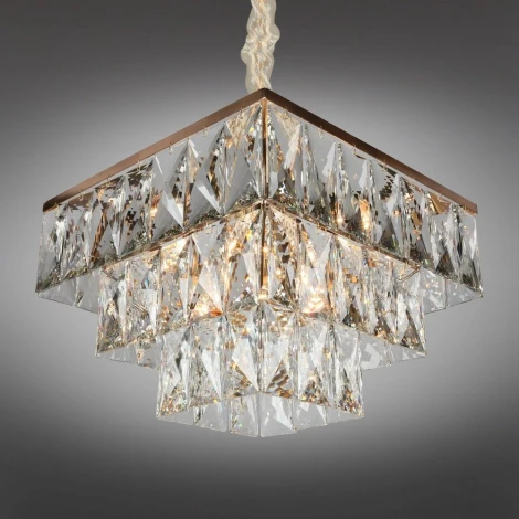 Подвесная люстра ярусная Omnilux 726 OML-72603-08 (220V, хрусталь, на цепи)