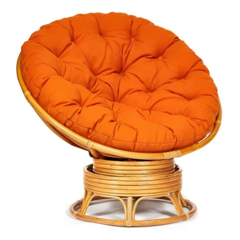 Кресло-качалка Папасан/Papasan (W 23/01 B) /с подушкой/ 115х78х104см, медовый, ткань оранжевый, с 23 Tetchair 13752