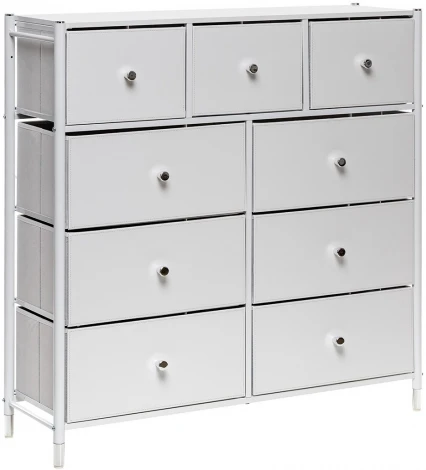 Комод Leset Нирита/Хайди, 9 ящиков, Белый (Сталь,Экокожа/Белый) арт.2500000209765