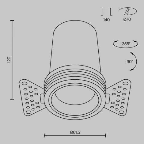 Встраиваемый светильник светодиодный под гипсокартон Maytoni Focus Led DL125-L12-3K-TRS-B (220V, круглые)
