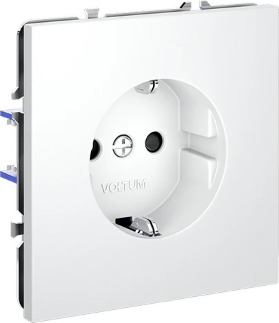Розетка с заземлением и шторками (белый матовый) Voltum S70 VLS040202