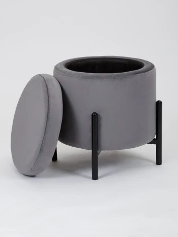 Пуф MyFar Фрэнк с ящиком темно-серый велюр MF1021-1