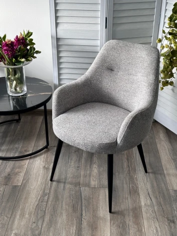 Стул STAMEN ткань DAVIS RETRO BLISS 85, цвет серый / черный каркас, ®DISAUR