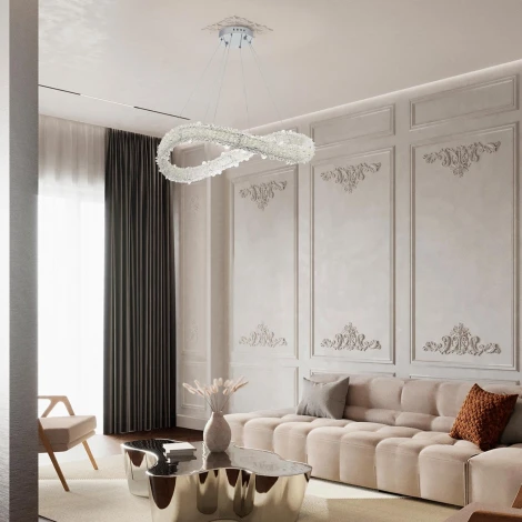 Подвесной светильник светодиодный хрустальный с пультом с регулировкой цветовой температуры и яркости Modelux MODESTYLE MS.5003.800 CR