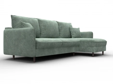 Диван угловой Лига-064 НПБ угол универсальный (ДСП/Дерево/Велюр/Зеленый) Лига Диванов 129642