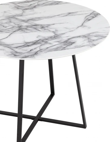 Стол обеденный Stool Group Дакота 100*100 белый мрамор ножки черные