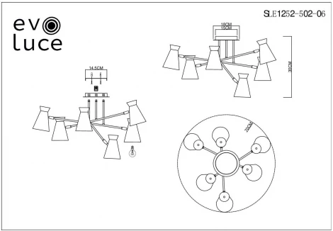 Потолочная люстра на штанге Alfeo SLE1252-502-06 Evoluce