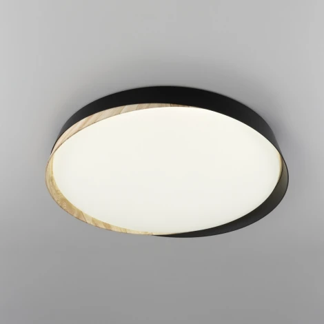 Потолочный светильник RGB круглый Citilux Bonny CL754451G Черный+Клен LED с пультом (220V, круглые)