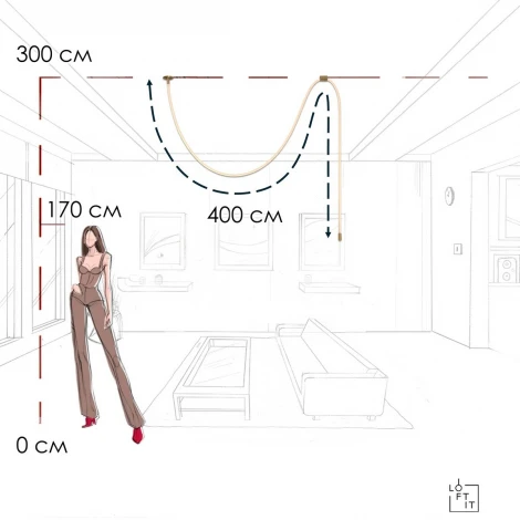 Подвесной светильник светодиодный с гибким неоном Loft It Thread 10388A Brass (220V)