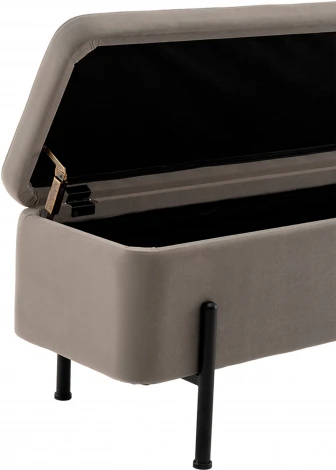 Банкетка Stool Group Болейн с ящиком велюр серый черные ножки арт.УТ000040204