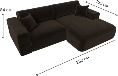 Диван угловой Лига-036 НПБ Классик правый угол (Коричневый/Микровельвет) Лига Диванов арт.121366