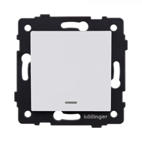 Выключатель 1-клавишный 10А/250В с LED подсветкой, белый матовый Kollinger REA-S-002WM для Aspekt, Eleganz, Reflex