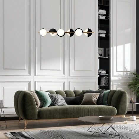 Подвесной светильник Wi-Fi Eurosvet Moity 70149/6 черный/латунь (220V, управление смартфоном, голосовое управление, умный дом - Minimir Home, Алиса, Маруся, Салют, на проводе)