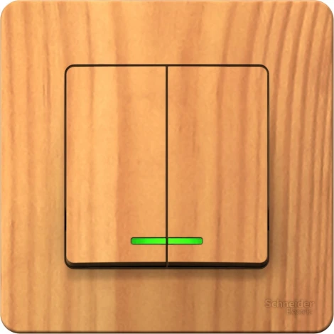 Выключатель встраиваемый двухклавишный с подсветкой (ясень) Systeme Electric Blanca BLNVS010515