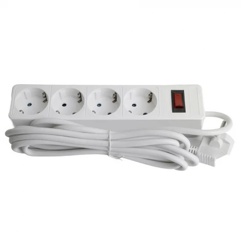 Сетевой фильтр 4-х местный с заземлением 3 метра (белый) Stekker Optima 50090