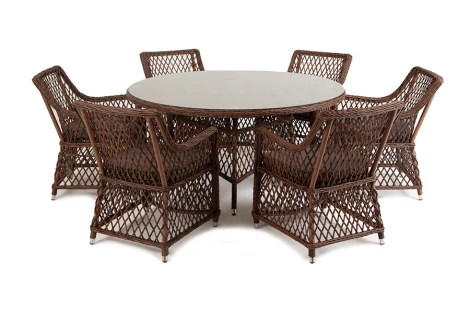 Обеденная группа плетеная, цвет коричневый 4SIS Эспрессо-150 L ECL6T-7-SET brown