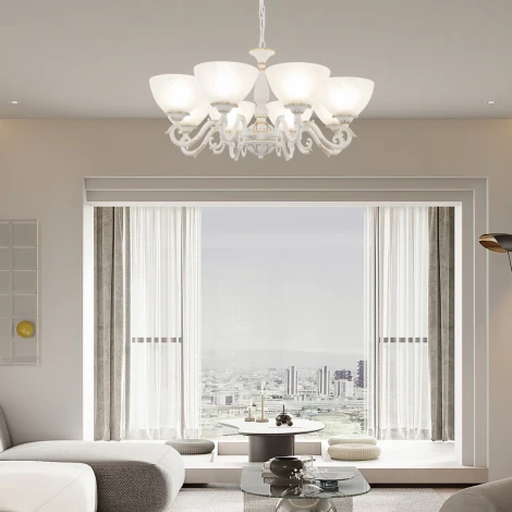 Подвесная люстра Arte Milano AM340518 340518/8 WT+G (220V, на цепи)