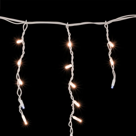Гирлянда Бахрома 3,1 x 0,5 м Экстра Тепло-Белая с Мерцанием Белого Диода 220В, 120 LED, Провод Белый Каучук, IP65