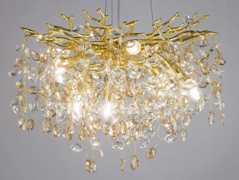 Подвесной светильник Lumina Deco Brevia LDP 8027-500 GD (220V, на тросе, листья, ветки)